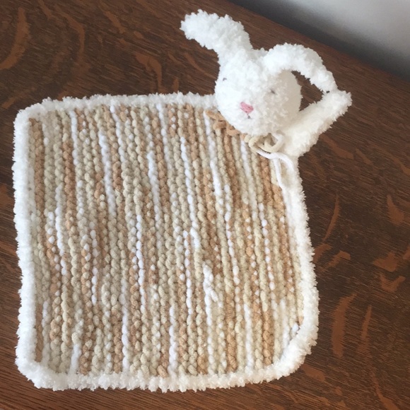 Handmade Knitted Baby Bunny Lovey Security Blanket - Picture 3 of 5